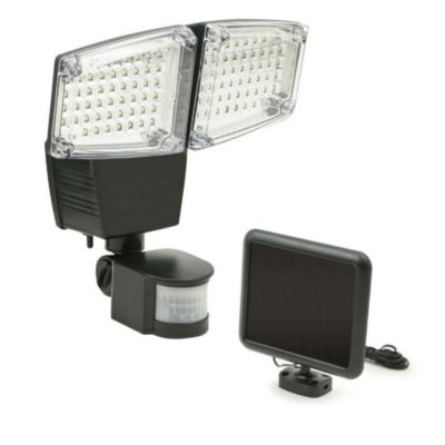 Projecteur LED solaire double tête 100 LED 1100 lumens avec détecteur de mouvement - TERRE JARDIN