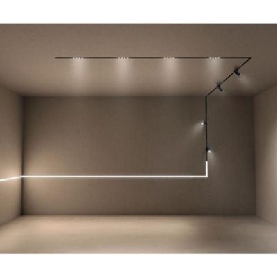 Projecteur LED sur Rail Magnétique 48V DC 12W NOIR Orientable - Blanc Neutre 4000K - 5500K - SILAMP