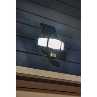 Projecteur solaire 3 têtes très éclairant 1000 Lumens, détection 10m, durée réglable, 188 LED SMD blanche, 5m de câble