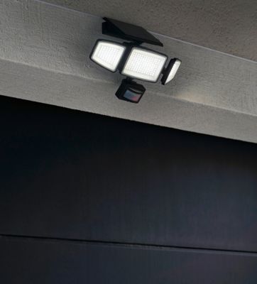 Projecteur solaire LED extérieur noir 800 lm avec détecteur de mouvement,3 têtes orientables IP54