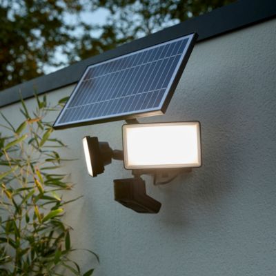 Projecteur solaire LED intégré à détection Davern 2x800lm IP65 noir GoodHome
