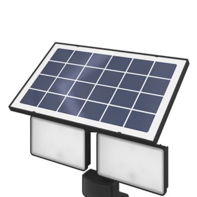 Projecteur solaire LED intégré à détection Davern 2x800lm IP65 noir GoodHome