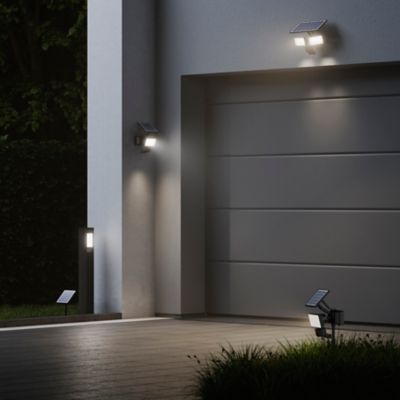Projecteur solaire LED intégré à détection Davern 800lm IP65 noir GoodHome