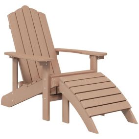 Prolenta Premium -  Chaise de jardin Adirondack avec repose-pied PEHD marron