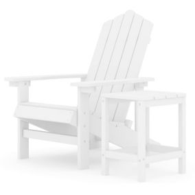 Prolenta Premium -  Chaise de jardin Adirondack avec table PEHD Blanc