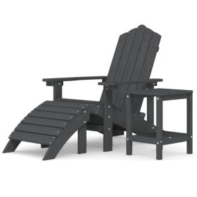 Prolenta Premium -  Chaise de jardin Adirondack repose-pied table PEHD Anthracite