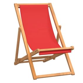 Prolenta Premium -  Chaise de plage pliable Bois de teck solide rouge