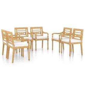 Prolenta Premium -  Chaises Batavia lot de 6 avec coussins Bois de teck solide