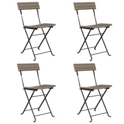 Prolenta Premium -  Chaises de bistrot pliantes lot de 4 Gris Résine tressée acier