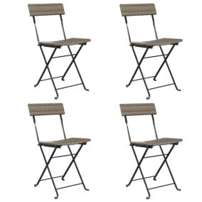 Prolenta Premium -  Chaises de bistrot pliantes lot de 4 Gris Résine tressée acier