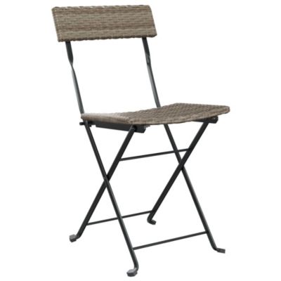Prolenta Premium -  Chaises de bistrot pliantes lot de 4 Gris Résine tressée acier