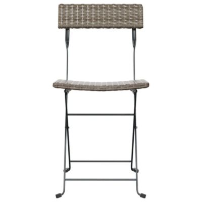 Prolenta Premium -  Chaises de bistrot pliantes lot de 4 Gris Résine tressée acier