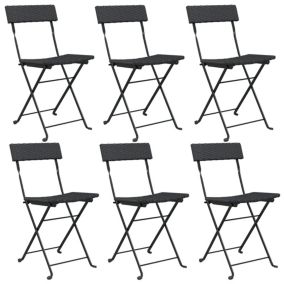 Prolenta Premium -  Chaises de bistrot pliantes lot de 6 Noir Résine tressée acier