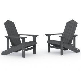 Prolenta Premium -  Chaises de jardin Adirondack lot de 2 PEHD Anthracite