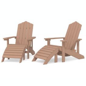 Prolenta Premium -  Chaises de jardin Adirondack lot de 2 repose-pieds PEHD Marron