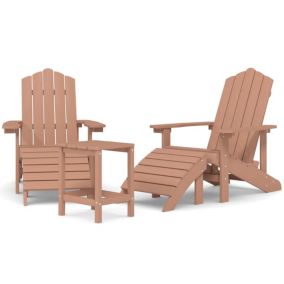 Prolenta Premium -  Chaises de jardin Adirondack repose-pied et table PEHD Marron