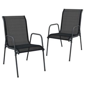 Prolenta Premium -  Chaises de jardin lot de 2 Acier et textilène Noir