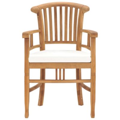 Prolenta Premium -  Chaises de jardin lot de 2 avec coussins blanc crème Bois teck
