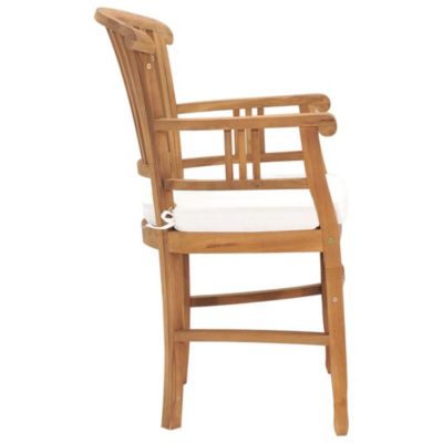 Prolenta Premium -  Chaises de jardin lot de 2 avec coussins blanc crème Bois teck