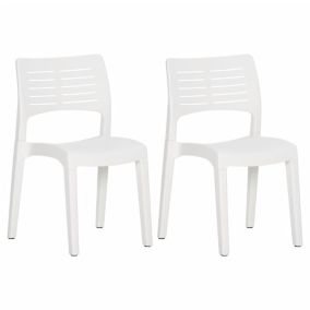 Prolenta Premium -  Chaises de jardin lot de 2 Blanc Polypropylène