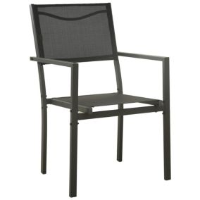 Prolenta Premium -  Chaises de jardin lot de 2 Textilène et acier Noir anthracite