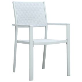 Prolenta Premium -  Chaises de jardin lot de 4 Blanc Plastique Aspect de rotin