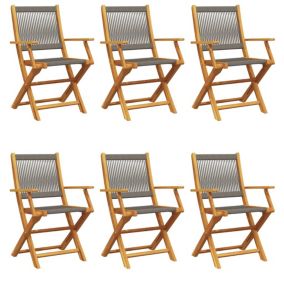 Prolenta Premium -  Chaises de jardin pliables lot de 6 gris bois d'acacia massif