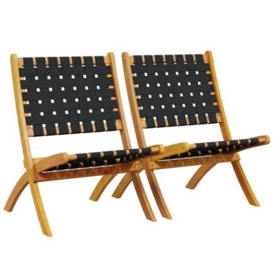 Prolenta Premium -  Chaises de jardin pliantes lot de 2 bois d'acacia solide tissu