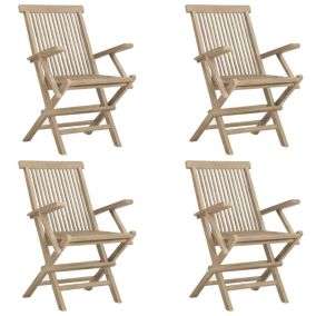 Prolenta Premium -  Chaises de jardin pliantes lot de 4 gris 56x61x89 cm bois teck