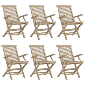 Prolenta Premium -  Chaises de jardin pliantes lot de 6 gris 56x61x89 cm bois teck