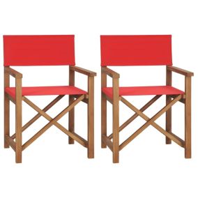 Prolenta Premium -  Chaises de metteur en scène lot de 2 Bois de teck massif Rouge