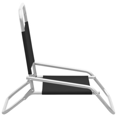Prolenta Premium -  Chaises de plage pliables lot de 2 Noir Tissu