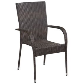 Prolenta Premium -  Chaises empilables d'extérieur lot de 4 Résine tressée Marron