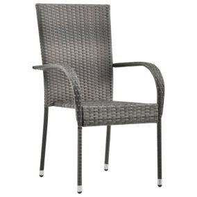 Prolenta Premium -  Chaises empilables d'extérieur lot de 6 Gris Résine tressée