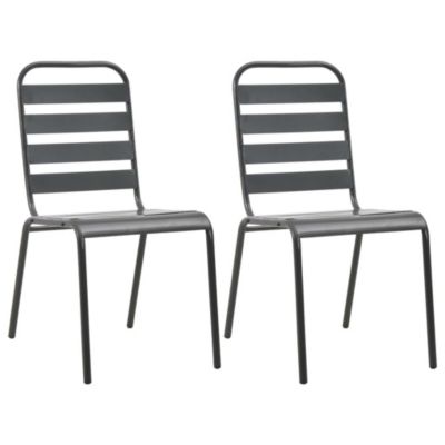 Prolenta Premium -  Chaises empilables de d'extérieur lot de 2 Acier Gris
