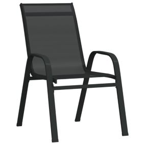 Prolenta Premium -  Chaises empilables de jardin lot de 2 Noir Tissu textilène