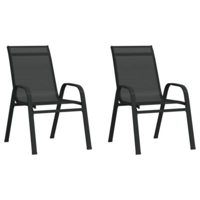 Prolenta Premium -  Chaises empilables de jardin lot de 2 Noir Tissu textilène