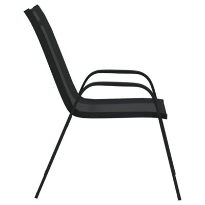 Prolenta Premium -  Chaises empilables de jardin lot de 2 Noir Tissu textilène