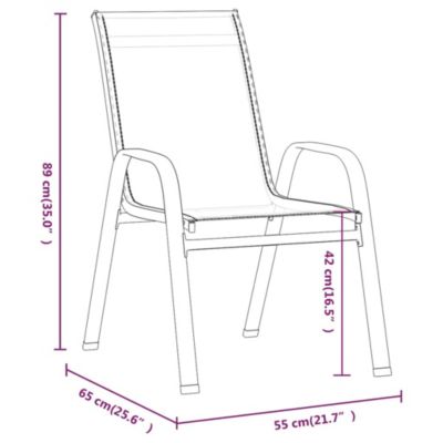 Prolenta Premium -  Chaises empilables de jardin lot de 2 Noir Tissu textilène