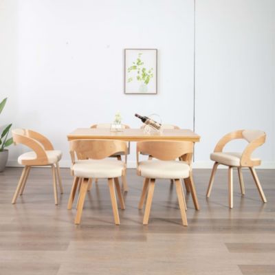 Prolenta Premium -  Chaises à manger lot de 6 crème bois courbé et similicuir