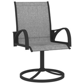 Prolenta Premium -  Chaises pivotantes de jardin lot de 2 Textilène et acier Gris