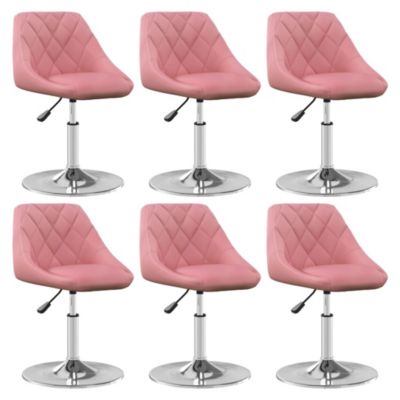 Prolenta Premium -  Chaises pivotantes à manger lot de 6 Rose Velours