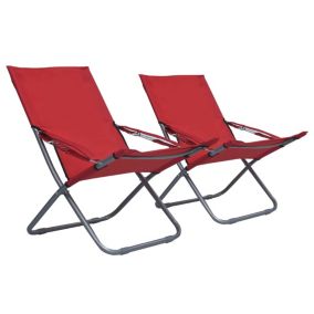 Prolenta Premium -  Chaises pliables de plage lot de 2 Tissu Rouge