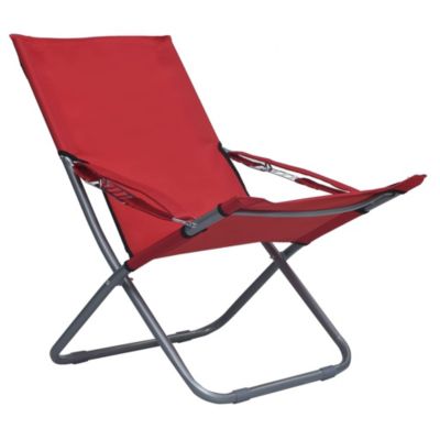 Prolenta Premium -  Chaises pliables de plage lot de 2 Tissu Rouge