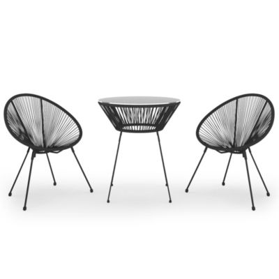Prolenta Premium -  Ensemble à dîner d'extérieur 3 pcs Rotin PVC Noir