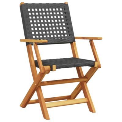 Prolenta Premium -  Ensemble de bistro 3 pcs noir résine tressée et bois massif