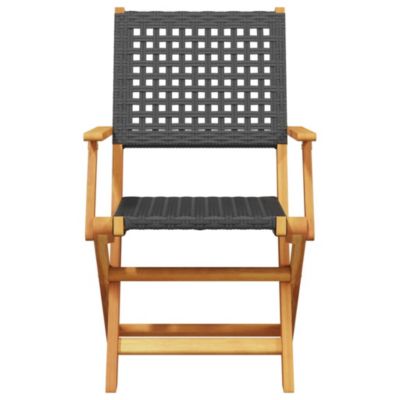 Prolenta Premium -  Ensemble de bistro 3 pcs noir résine tressée et bois massif