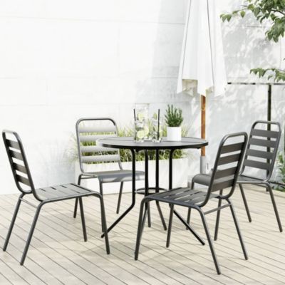 Prolenta Premium -  Ensemble de chaises de jardin empilables 5 pcs anthracite