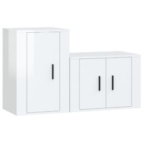 Prolenta Premium -  Ensemble de meubles TV 2 pcs blanc brillant bois d'ingénierie