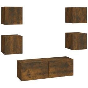 Prolenta Premium -  Ensemble de meubles TV muraux Chêne fumé Bois d'ingénierie